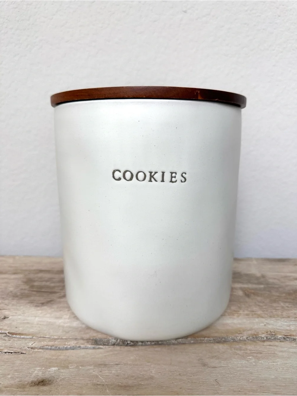 Hearth & Hand White Cookie Jar Canister Wood Lid
